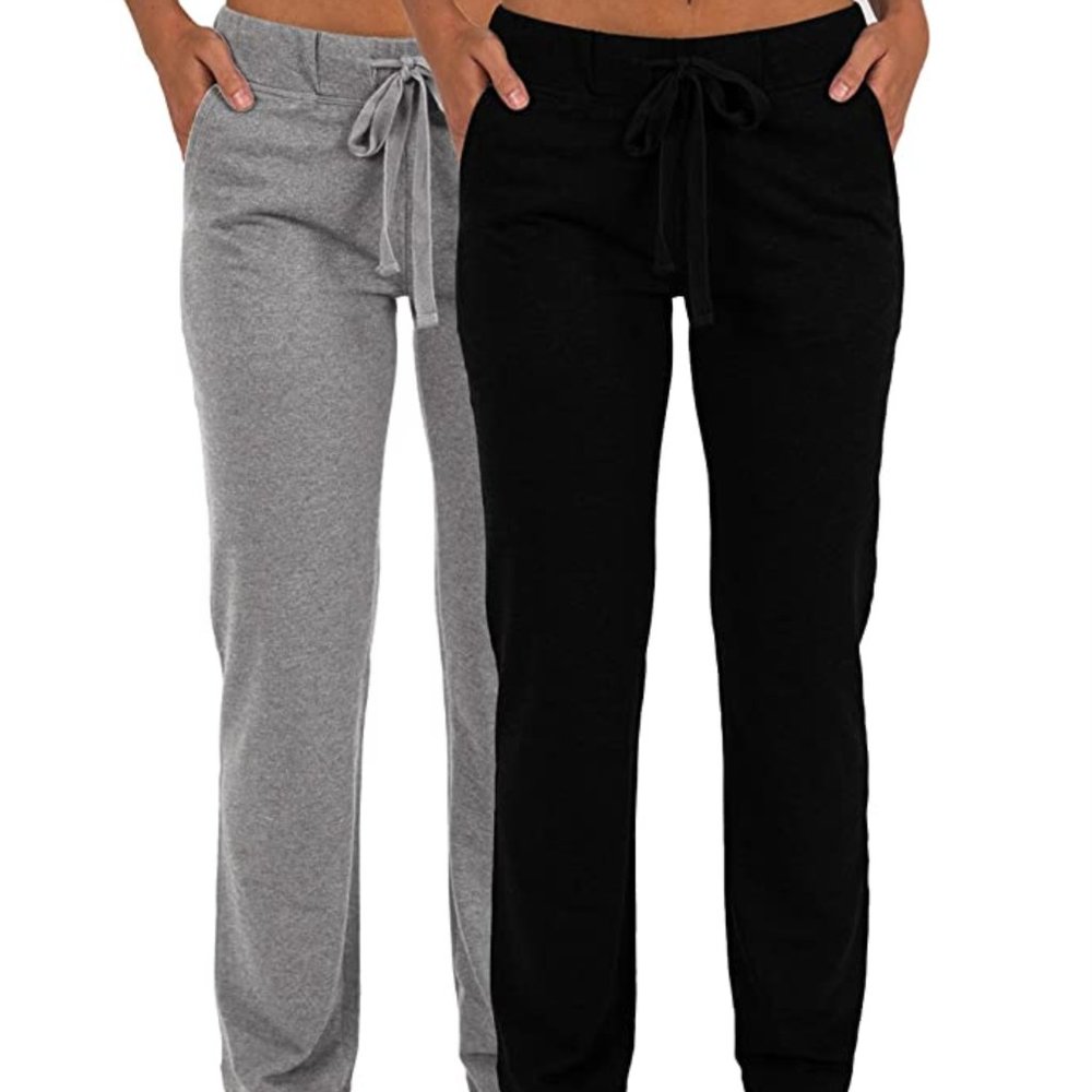 Black & Grey M (8-10) Yoga Lounge Long Pants